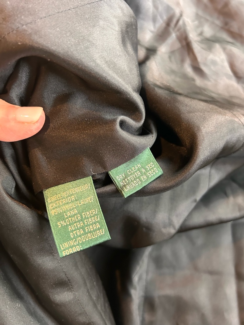 Lauren Ralph Lauren Black Wool Trench Long Suit Coat. Sleek. Minimalist. Capsule - Picture 11 of 12